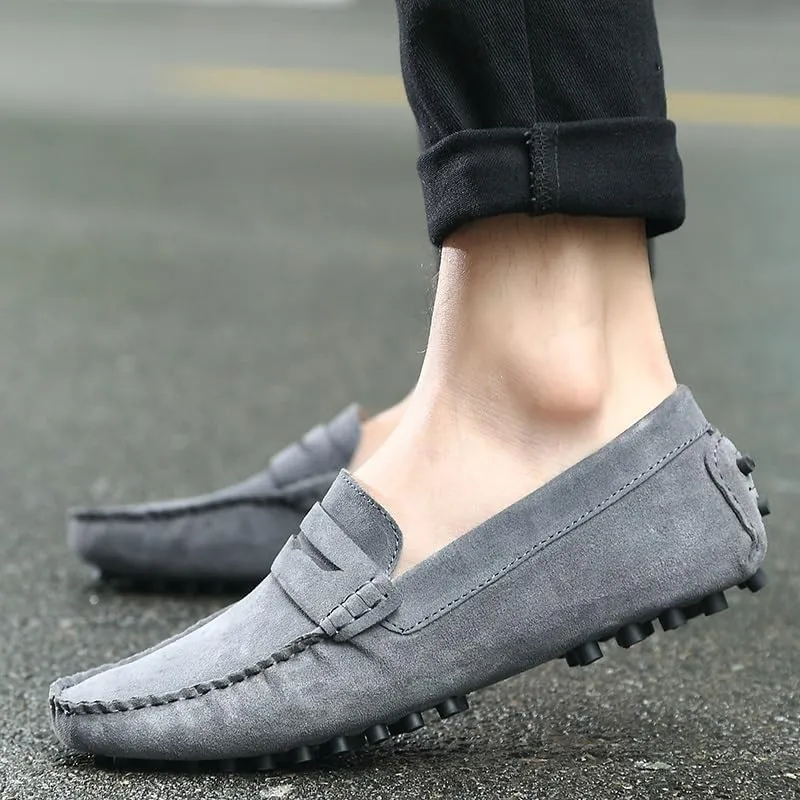 New Mens Loafers Round Toe Suede Vamp Penny Driving Style Loafer Flexible Slip Resistant Lightweight Walking Outdoor Slip-ons