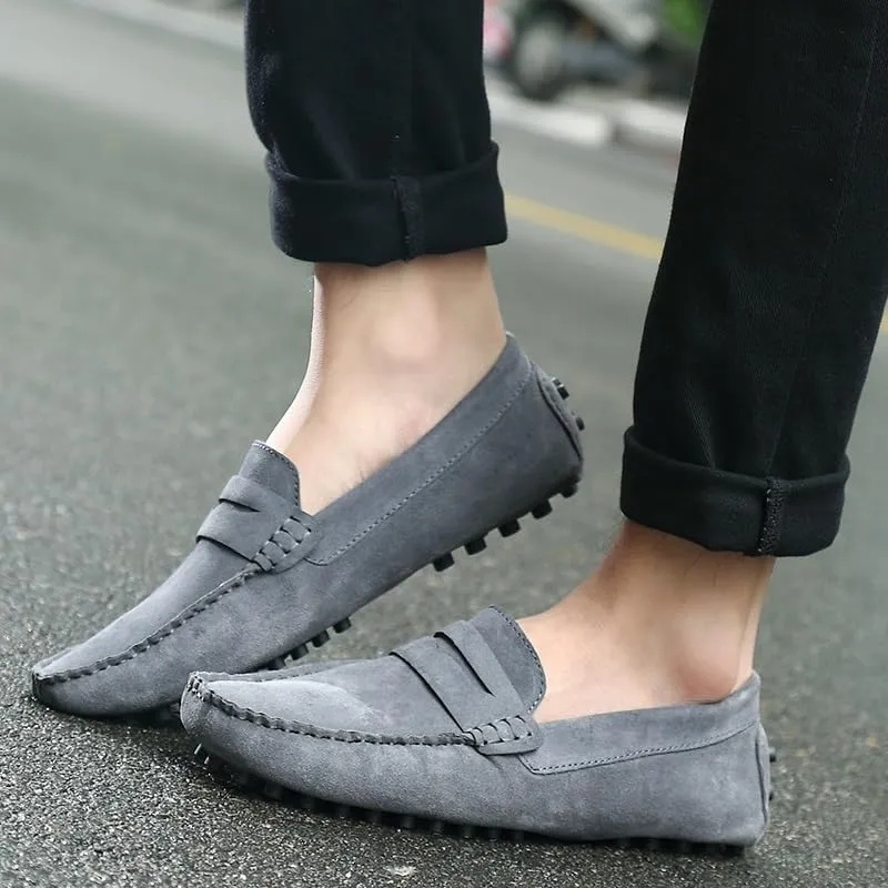 New Mens Loafers Round Toe Suede Vamp Penny Driving Style Loafer Flexible Slip Resistant Lightweight Walking Outdoor Slip-ons
