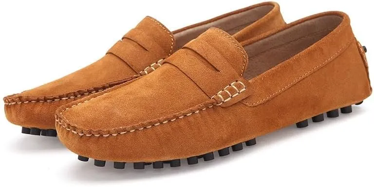 New Mens Loafers Round Toe Suede Vamp Penny Driving Style Loafer Flexible Slip Resistant Lightweight Walking Outdoor Slip-ons