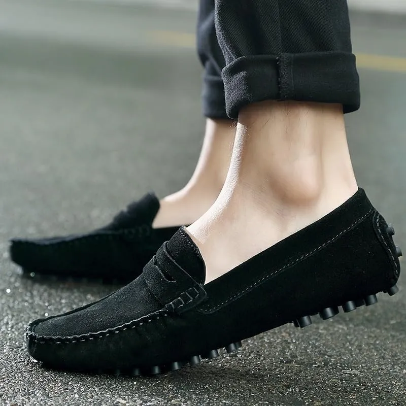 New Mens Loafers Round Toe Suede Vamp Penny Driving Style Loafer Flexible Slip Resistant Lightweight Walking Outdoor Slip-ons