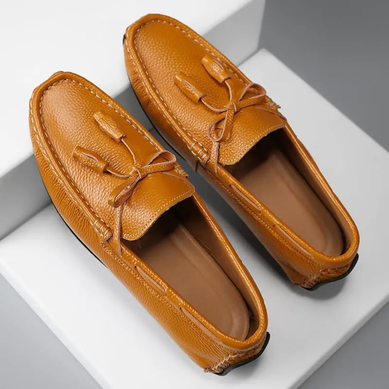 New Mens Loafers Shoe Round Toe Tassel PU Leather Slip Resistant Anti-Slip Flexible Party Walking Slip-ons