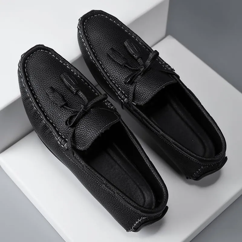 New Mens Loafers Shoe Round Toe Tassel PU Leather Slip Resistant Anti-Slip Flexible Party Walking Slip-ons