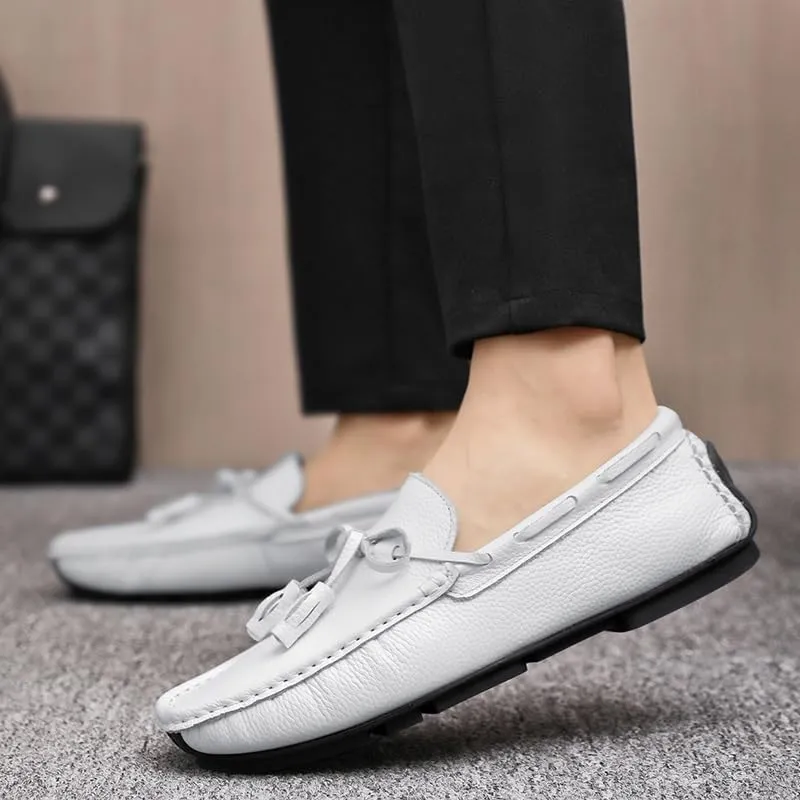 New Mens Loafers Shoe Round Toe Tassel PU Leather Slip Resistant Anti-Slip Flexible Party Walking Slip-ons