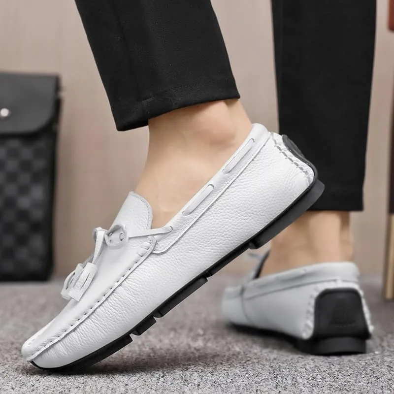 New Mens Loafers Shoe Round Toe Tassel PU Leather Slip Resistant Anti-Slip Flexible Party Walking Slip-ons