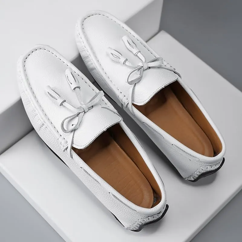 New Mens Loafers Shoe Round Toe Tassel PU Leather Slip Resistant Anti-Slip Flexible Party Walking Slip-ons