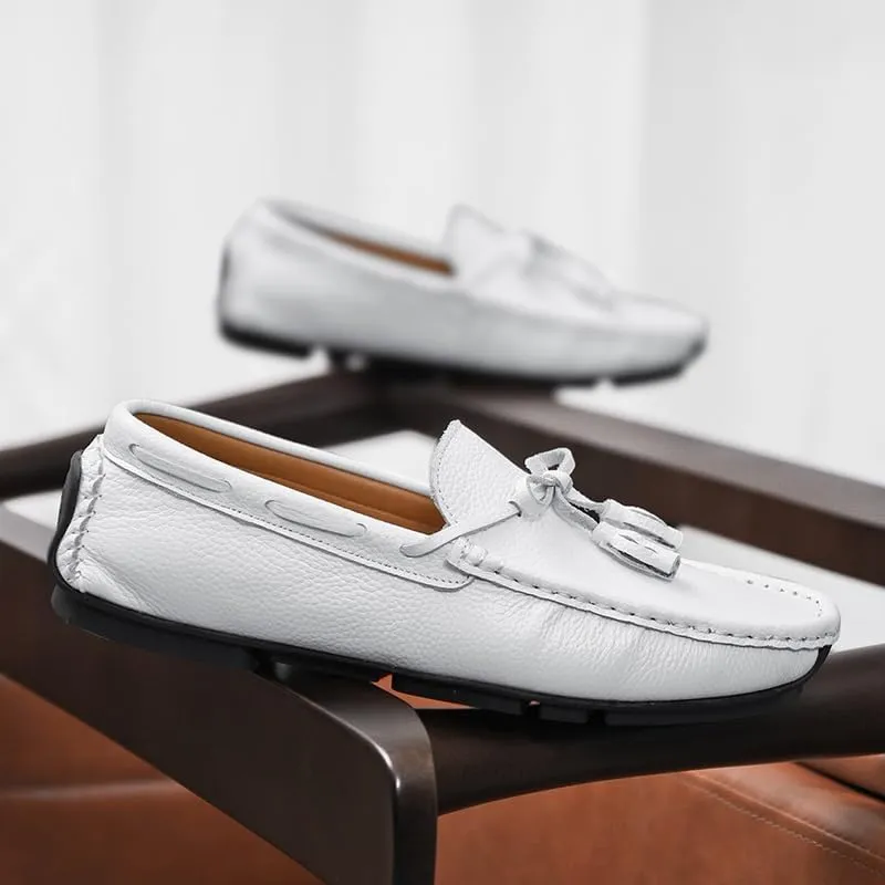 New Mens Loafers Shoe Square Toe with Tassel Driving Boat Shoes Flexible Anti-slip Slip Resistant Fashion Slip-ons