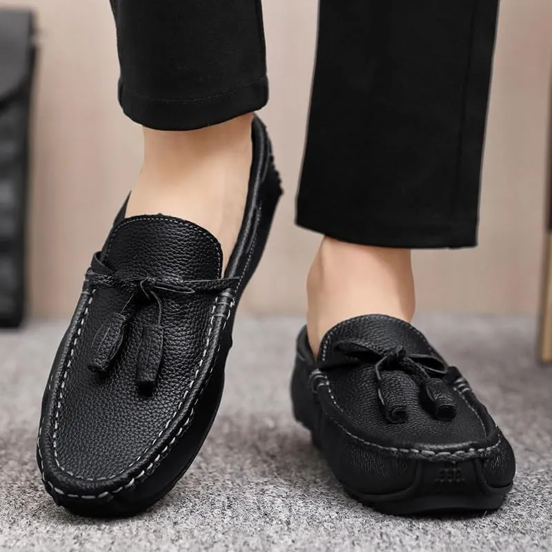 New Mens Loafers Shoe Square Toe with Tassel Driving Boat Shoes Flexible Anti-slip Slip Resistant Fashion Slip-ons