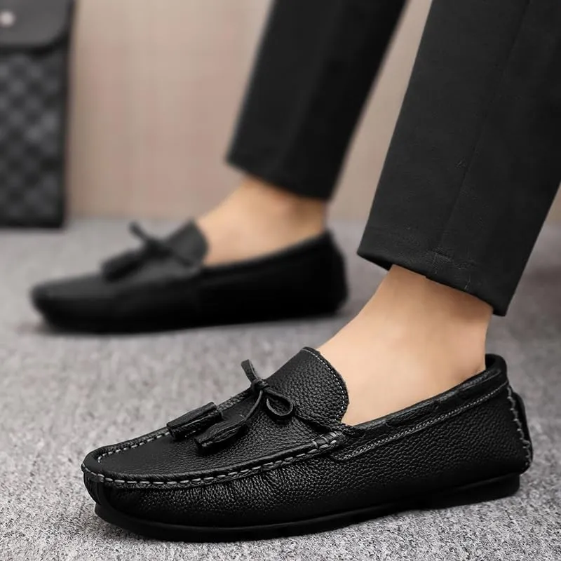 New Mens Loafers Shoe Square Toe with Tassel Driving Boat Shoes Flexible Anti-slip Slip Resistant Fashion Slip-ons