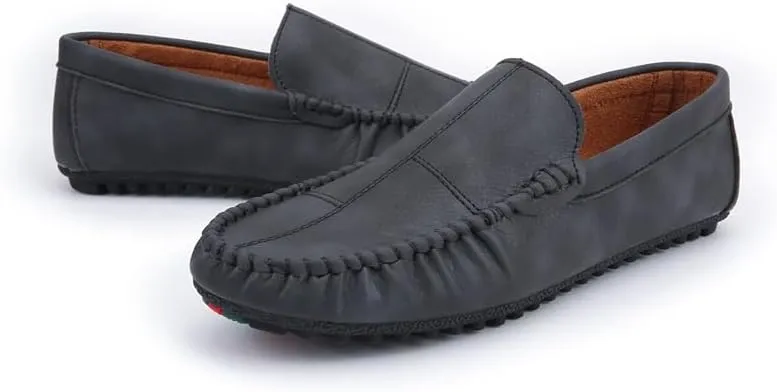 New Men's Loafers Shoes PU Leather Moe Toe Driving Loafers Flexible Comfortable Slip Resistant Wedding Casual Slip-ons