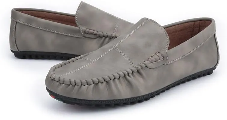 New Men's Loafers Shoes PU Leather Moe Toe Driving Loafers Flexible Comfortable Slip Resistant Wedding Casual Slip-ons