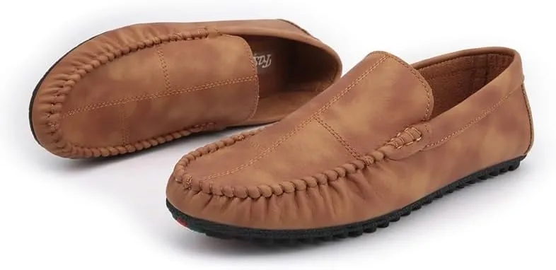 New Men's Loafers Shoes PU Leather Moe Toe Driving Loafers Flexible Comfortable Slip Resistant Wedding Casual Slip-ons