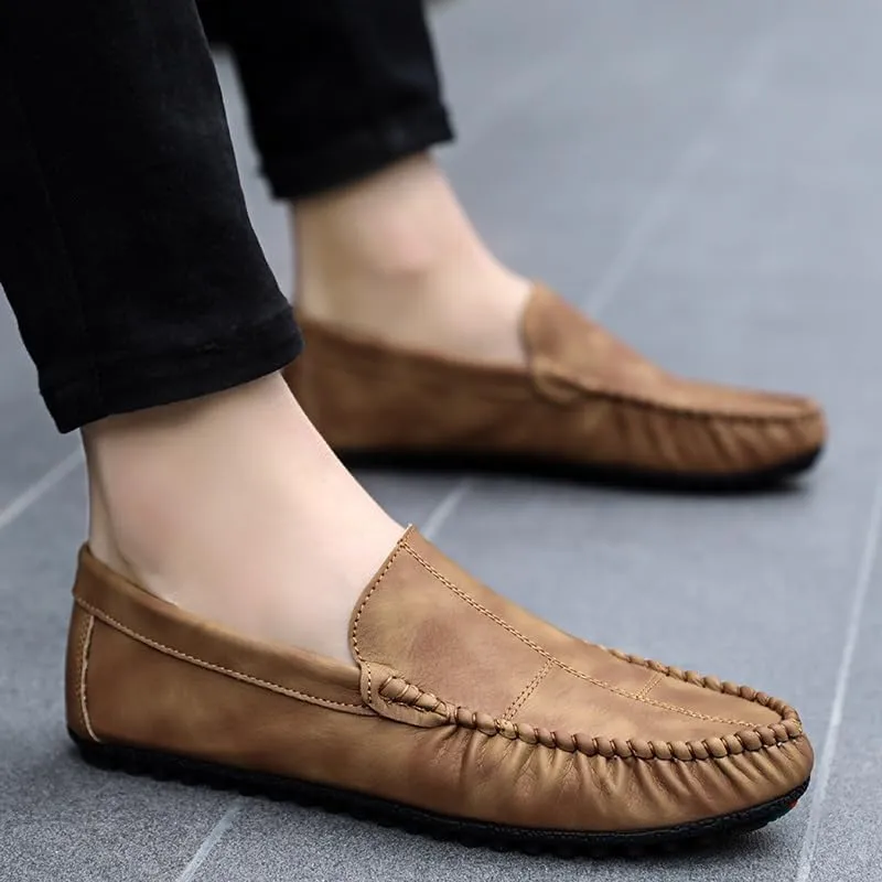 New Men's Loafers Shoes PU Leather Moe Toe Driving Loafers Flexible Comfortable Slip Resistant Wedding Casual Slip-ons