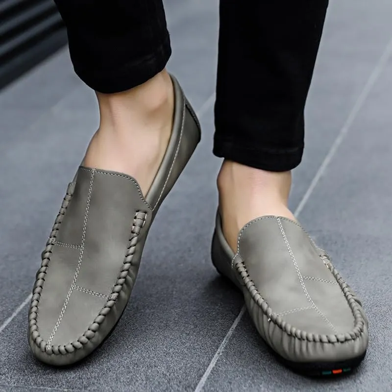 New Men's Loafers Shoes PU Leather Moe Toe Driving Loafers Flexible Comfortable Slip Resistant Wedding Casual Slip-ons