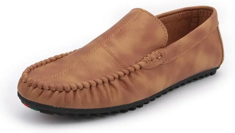 New Men's Loafers Shoes PU Leather Moe Toe Driving Loafers Flexible Comfortable Slip Resistant Wedding Casual Slip-ons