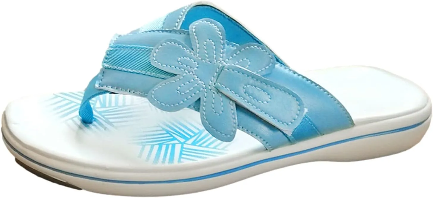 oiangi Womens Flower Flip Flop Sandals,Fashion Casual Comfort Thong Sandals Non-Slip Slippers for Beach