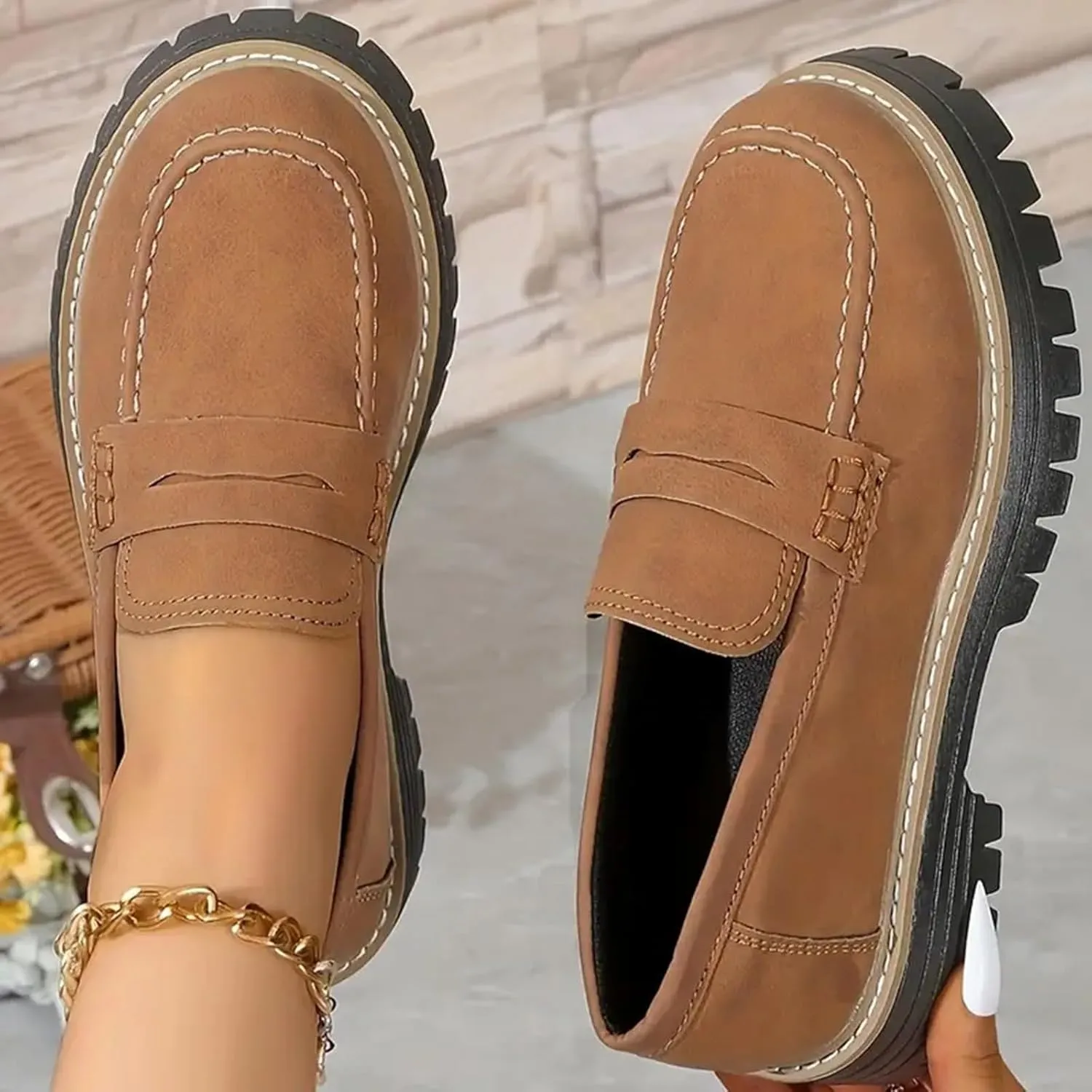 Orthopedic Shoes for Women Platform Loafers Comfort Orthopedic Shoes Womens Round Toe Walking Shoe, Slip On Shoes