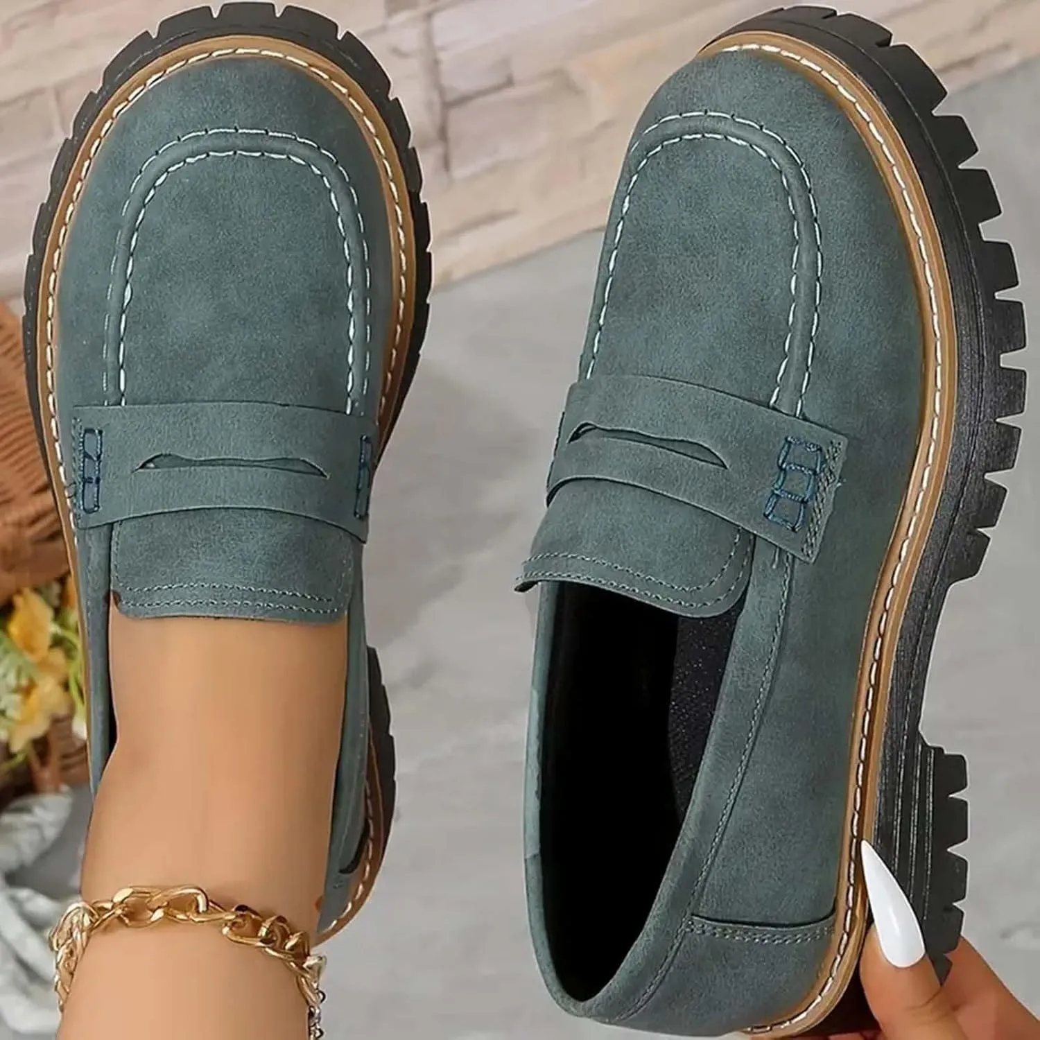Orthopedic Shoes for Women Platform Loafers Comfort Orthopedic Shoes Womens Round Toe Walking Shoe, Slip On Shoes