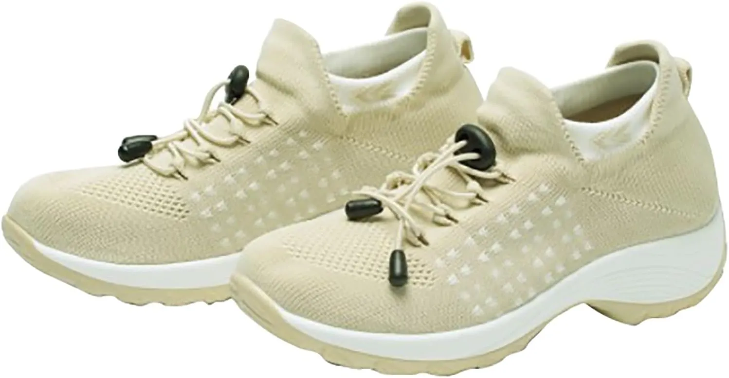 Orthopedic Womens Sneakers Mesh Breathable Fashion Lace Up Walking Running Shoes Comfortable Thick Bottom Shoes Non Slip Lightweight Sock Sneakers for Women