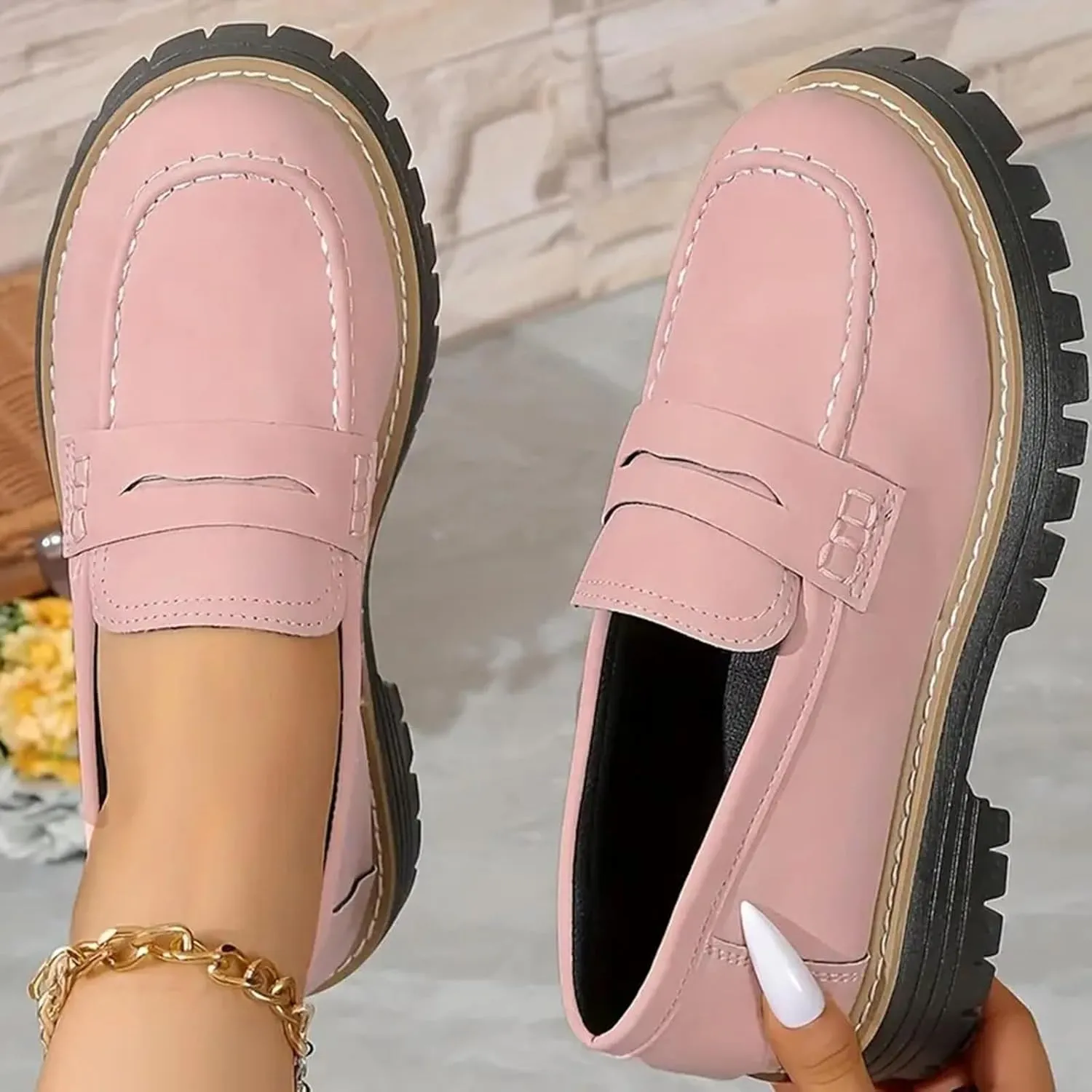 Orthoture-Orthopedic Platform Loafers Orthoture Womens Shoes Loafer, Lug Sole Loafers, Slip On Comfort Casual Fashion