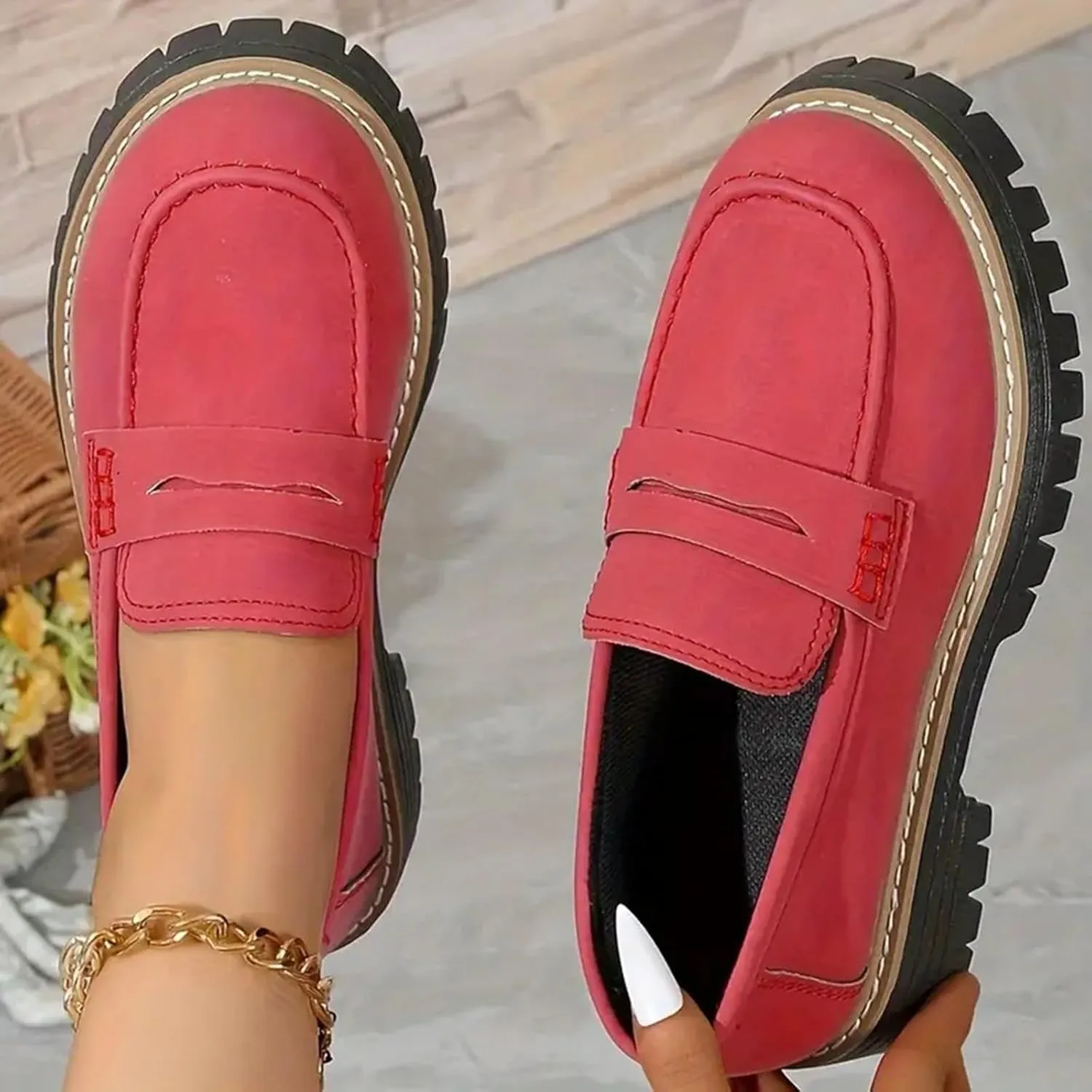 Orthoture-Orthopedic Platform Loafers Orthoture Womens Shoes Loafer, Lug Sole Loafers, Slip On Comfort Casual Fashion