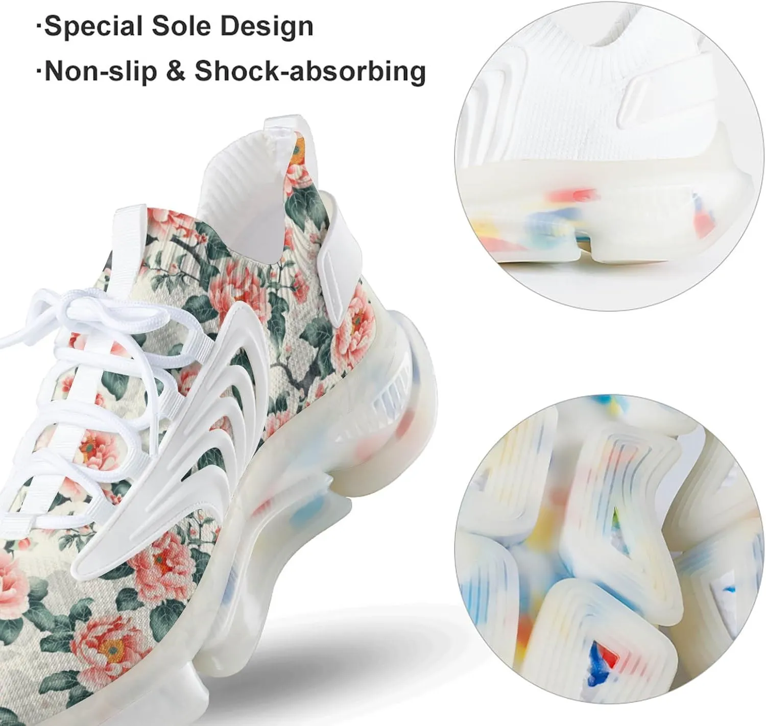 Peony Flowers Men's Running Shoes Lightweight Walking Shoe Breathable Sneaker