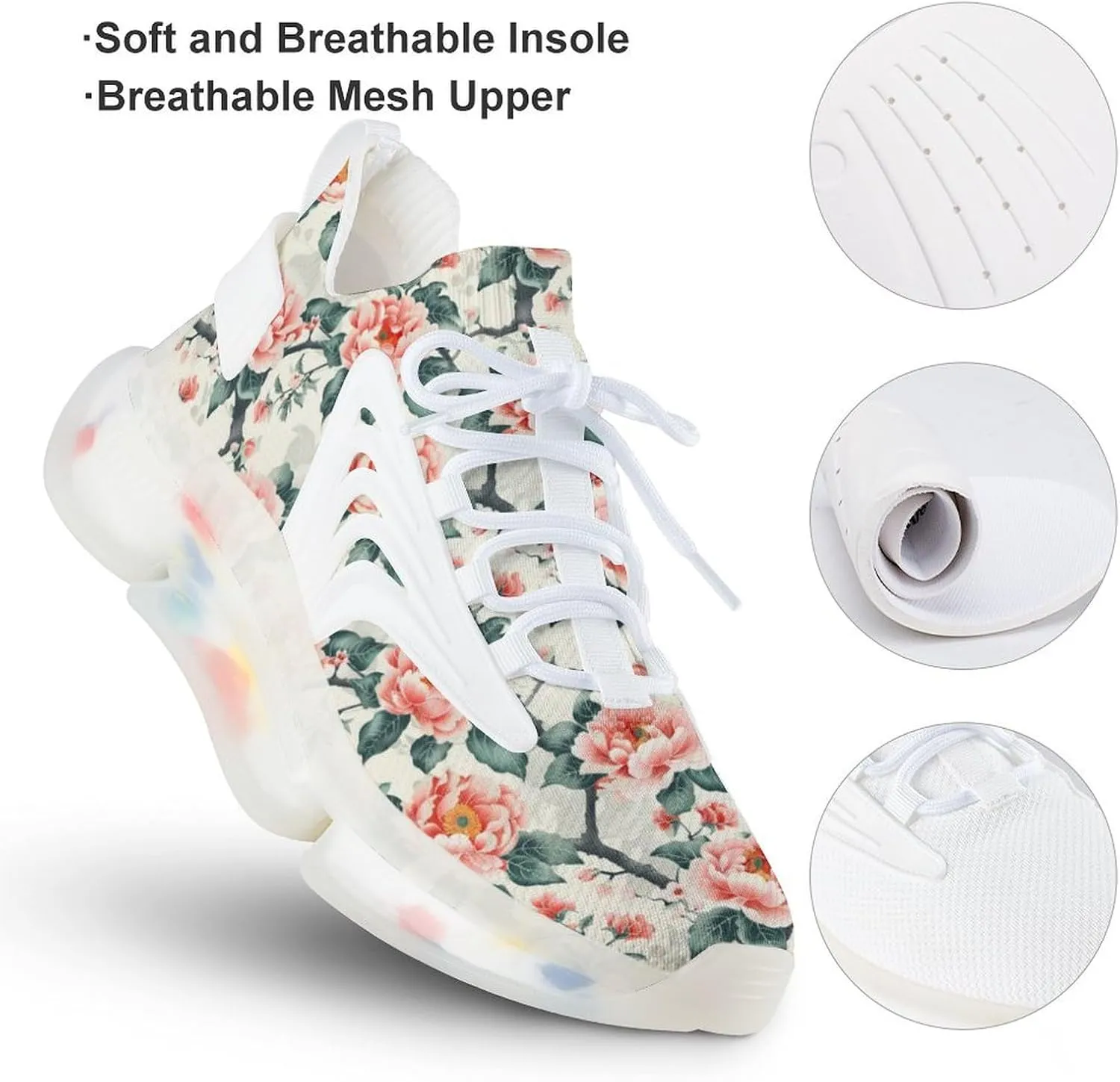 Peony Flowers Men's Running Shoes Lightweight Walking Shoe Breathable Sneaker