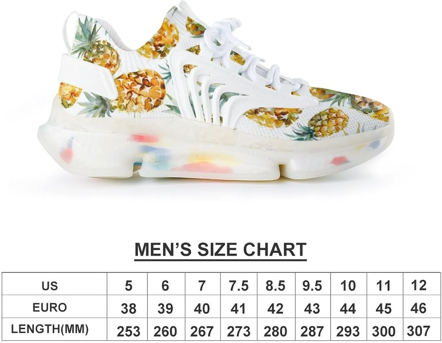 Pineapple Watercolor Men's Running Shoes Lightweight Walking Shoe Breathable Sneaker