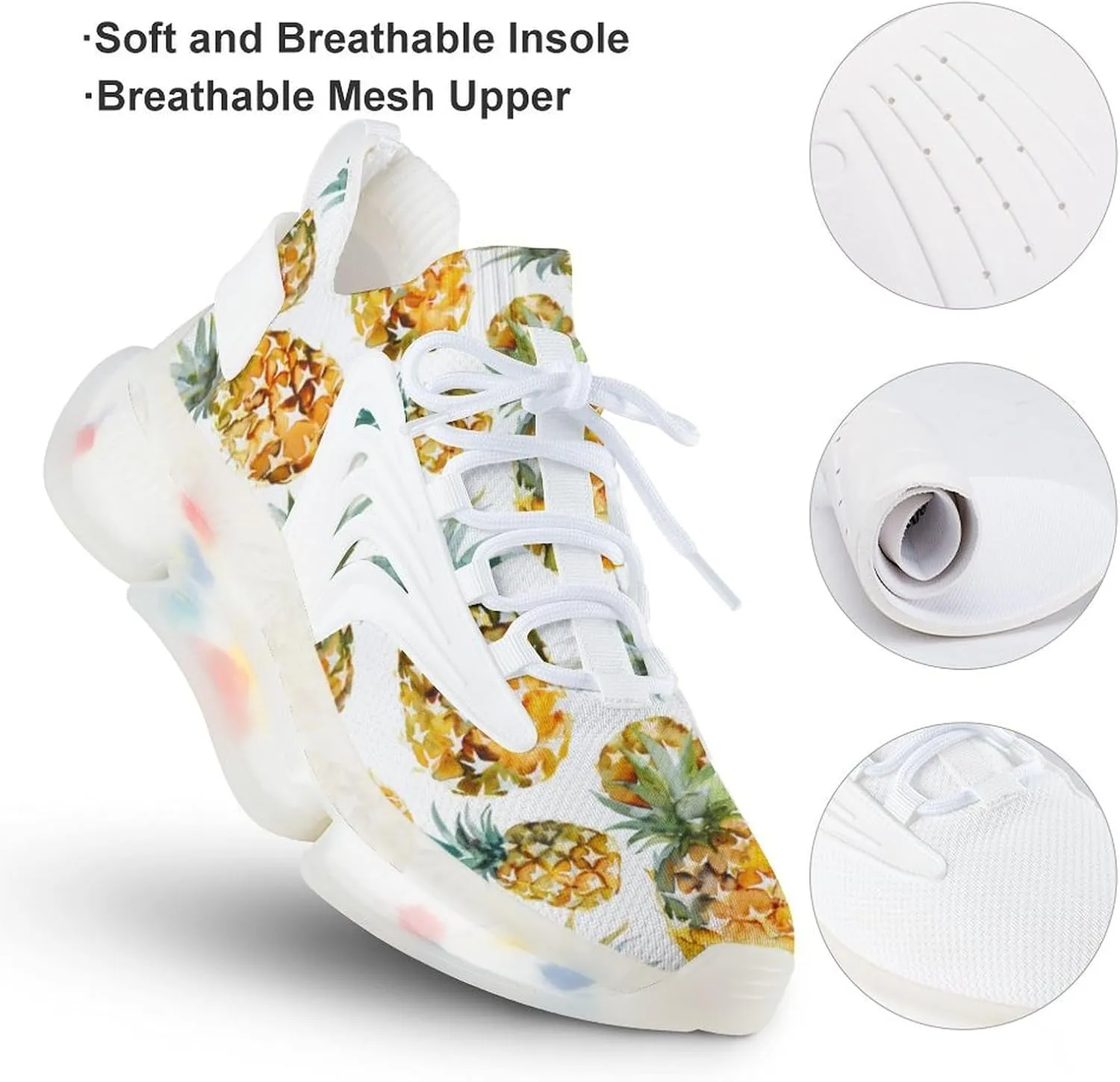 Pineapple Watercolor Men's Running Shoes Lightweight Walking Shoe Breathable Sneaker