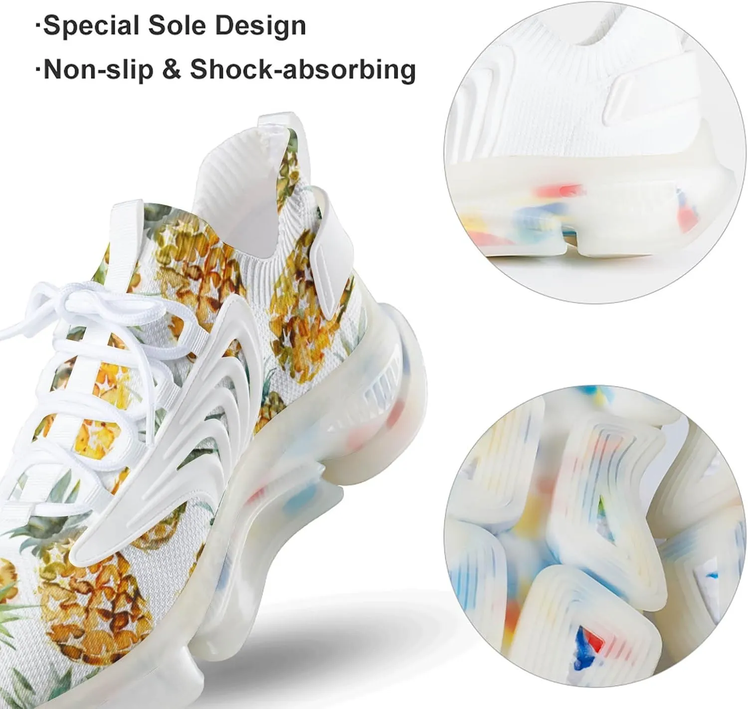Pineapple Watercolor Men's Running Shoes Lightweight Walking Shoe Breathable Sneaker