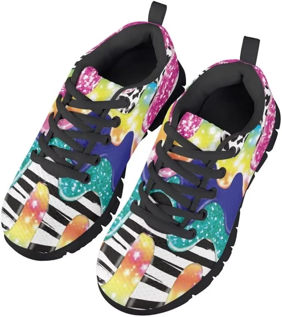 Pinupub Kids Running Walking Shoes for School Travel Breathable Soft Lightweight Slip On Tie Lace Sneakers