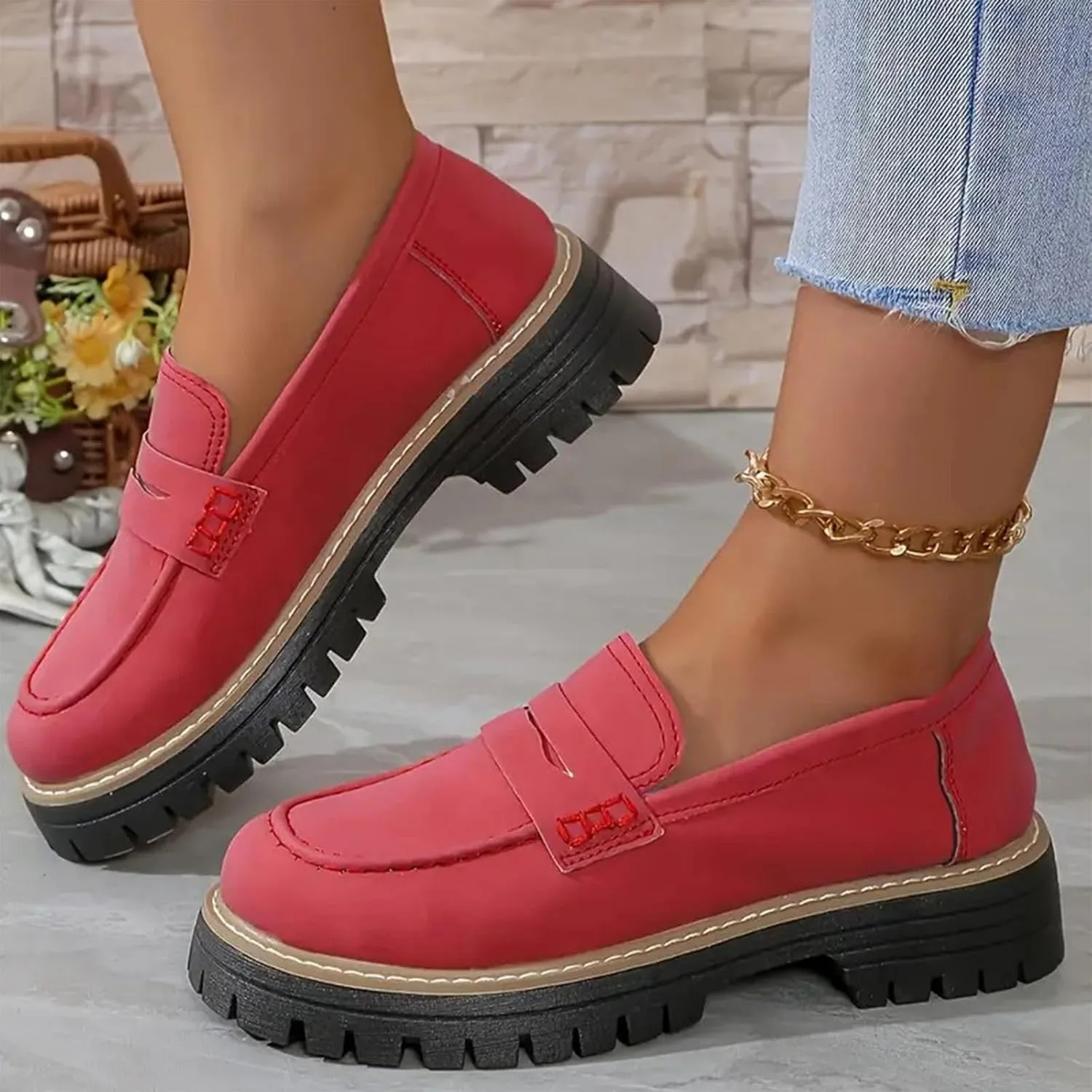 Platform Loafers for Women Chunky Penny Loafer Lug Sole Comfort Slip On Work Office Business Casual Dress Shoes 2025