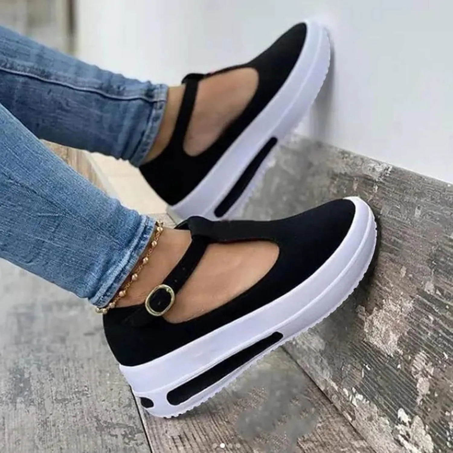 Platform Sandals Women Comfortable Wide Width Closed Toe Beach Slides Ankle Strap Wedges Flat Buckle up Walking Slip On Shoes Dressy Summer Dressy Sneakers 2025 Spring