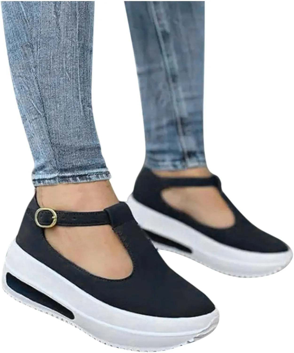 Platform Sandals Women Comfortable Wide Width Closed Toe Beach Slides Ankle Strap Wedges Flat Buckle up Walking Slip On Shoes Dressy Summer Dressy Sneakers 2025 Spring