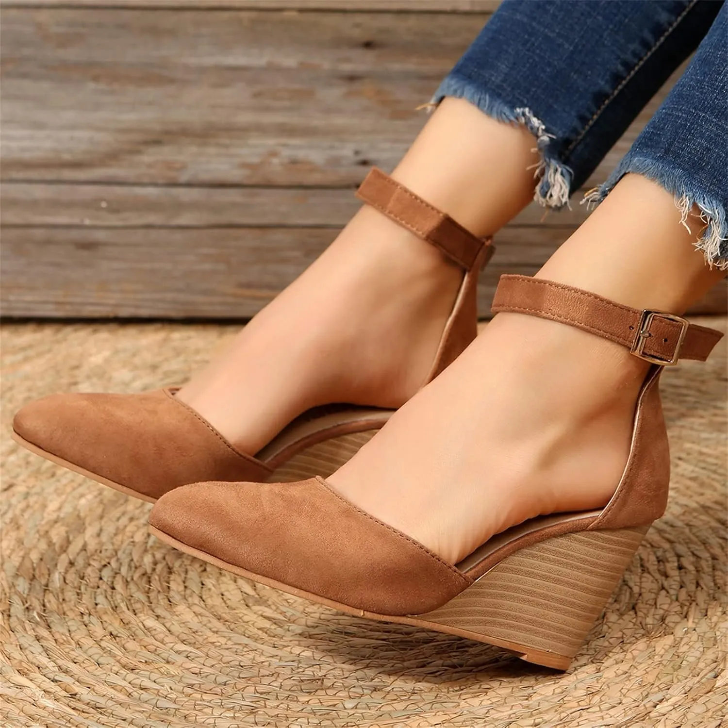 Platform Sandals Women Dressy Two-Strap Buckle Chunky Heel Lightweight Summer Party Sandals Padded Footbed 2025 Spring and Summer Vacation