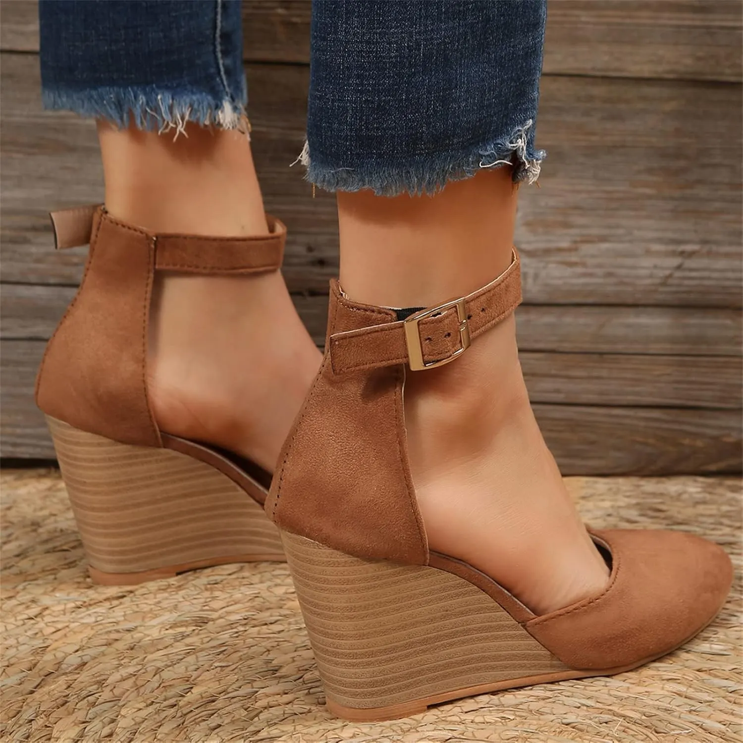 Platform Sandals Women Dressy Two-Strap Buckle Chunky Heel Lightweight Summer Party Sandals Padded Footbed 2025 Spring and Summer Vacation