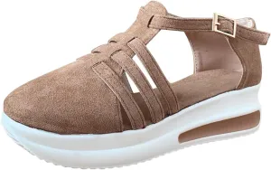 Platform Sandals Women Wedge Cork Footbed Straps Casual Beach Slides Slip-Resistant Rubber Sole 2025 Spring and Summer Vacation