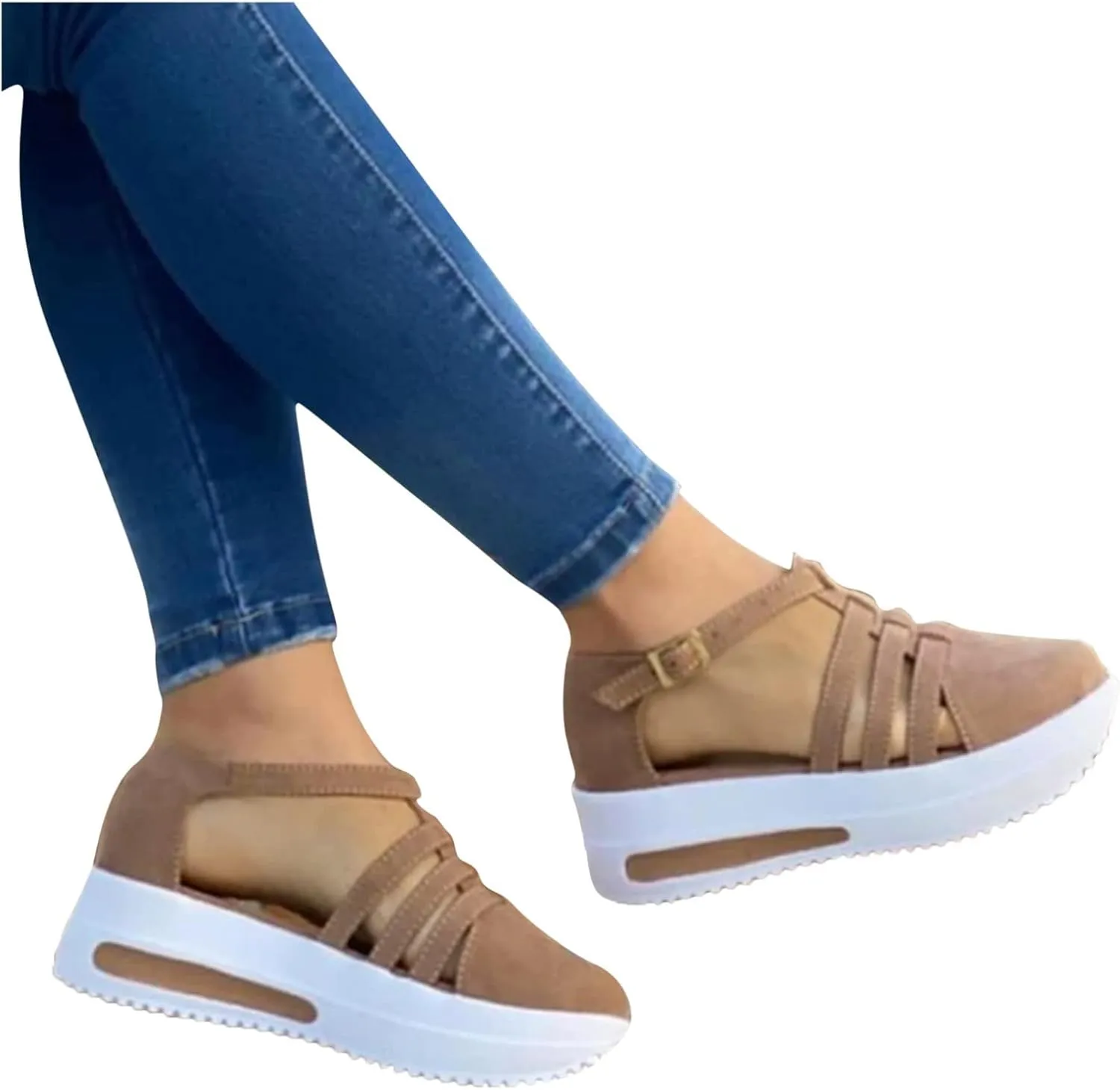 Platform Sandals Women Wedge Cork Footbed Straps Casual Beach Slides Slip-Resistant Rubber Sole 2025 Spring and Summer Vacation