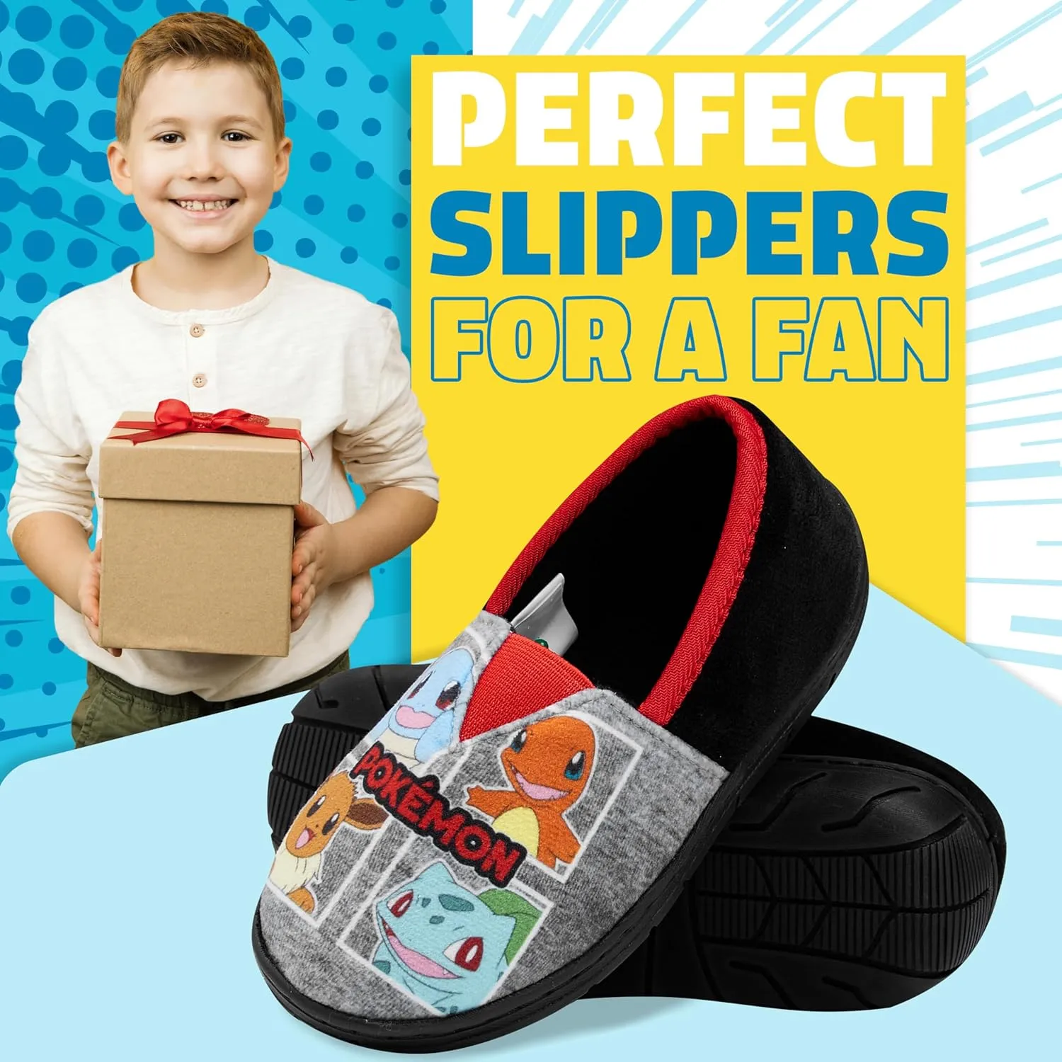 Pokemon Boys Slippers, Pikachu Bulbasaur Soft Kids Shoes, Gifts for Boys