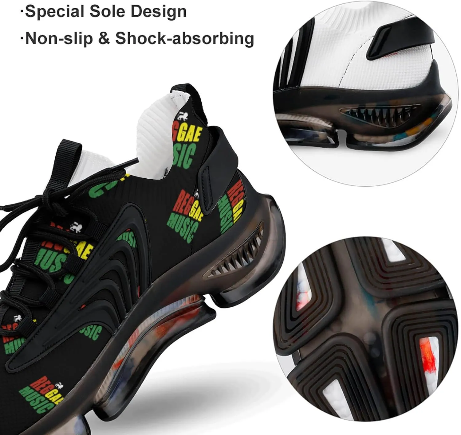 Reggae Music Jamaica Lion Men's Running Shoes Lightweight Walking Shoe Breathable Sneaker