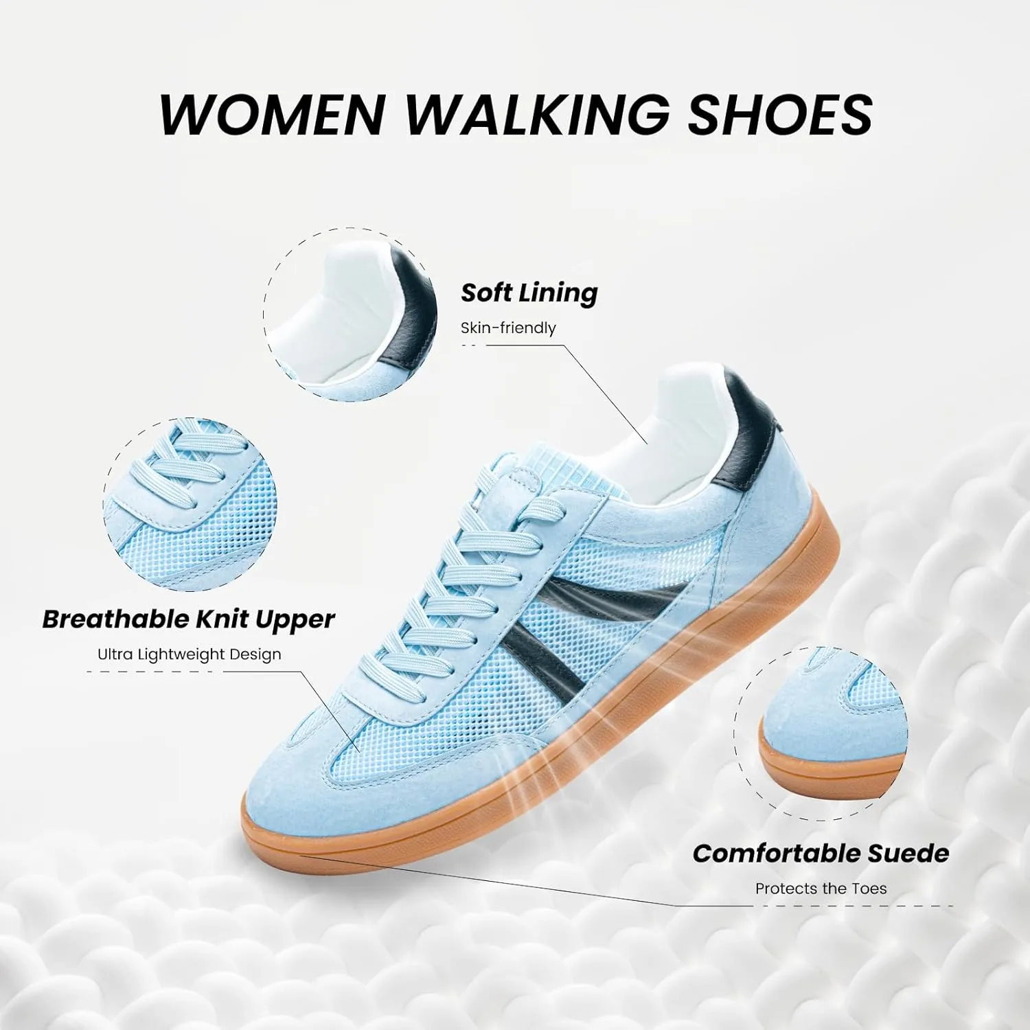 Rosella Carlie Womens Sneakers - Women's Fashion Sneakers with Removable Insole - Stylish and Lightweight Spring Shoes for Women Casual Non-Slip Lace-Up Walking Footwear
