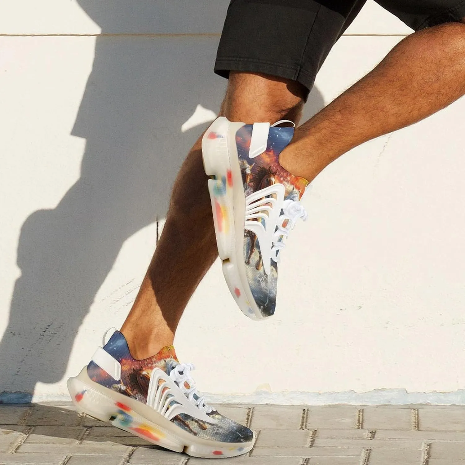 Running Horse Sunset Men's Running Shoes Lightweight Walking Shoe Breathable Sneaker