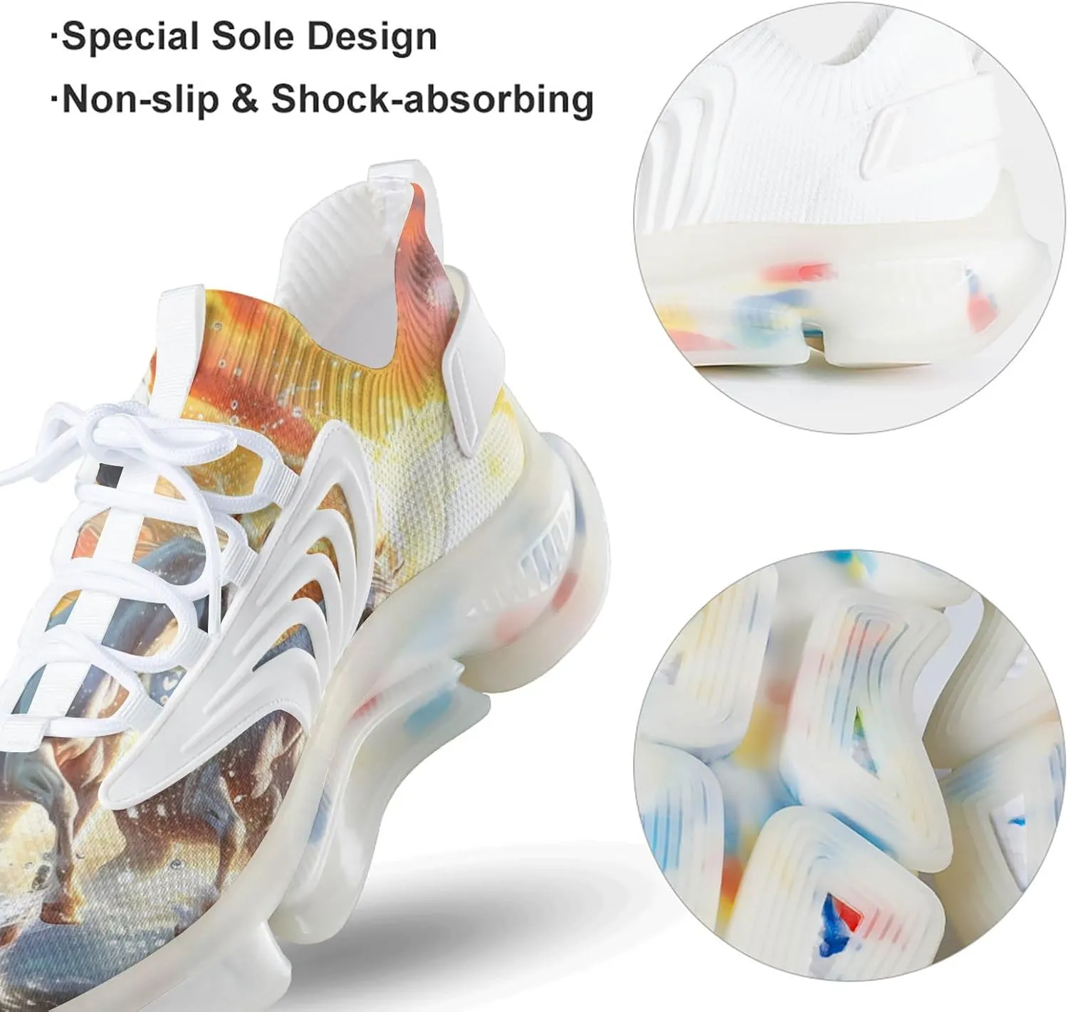 Running Horse Sunset Men's Running Shoes Lightweight Walking Shoe Breathable Sneaker