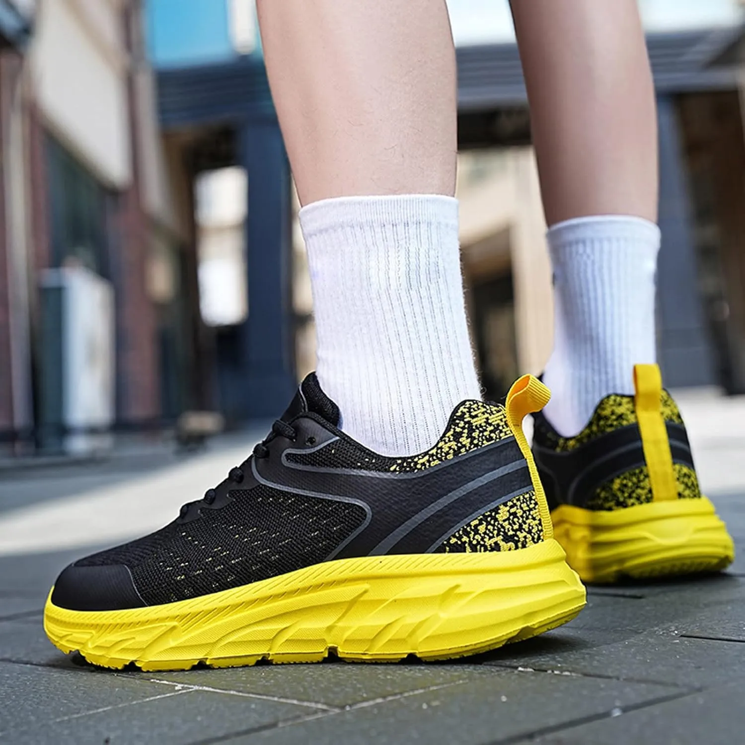 Running Shoes for Men Gym Tennis Athletic Mesh Cushion Sneakers Ultra Breathable Mesh Lightweight Sports Fashion Workout Casual Shoes with Arch Support Men's Thick Sole Sneakers
