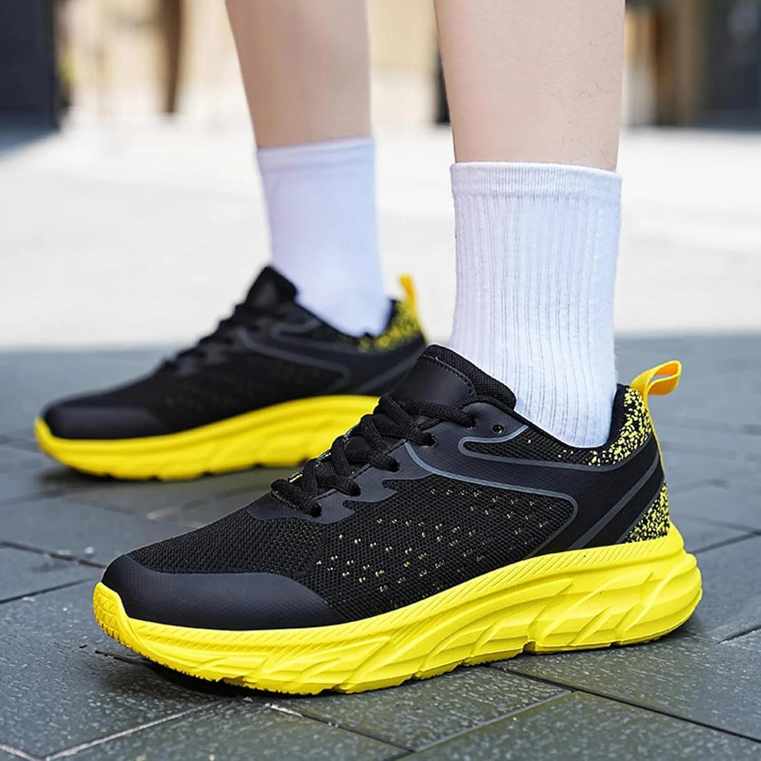 Running Shoes for Men Gym Tennis Athletic Mesh Cushion Sneakers Ultra Breathable Mesh Lightweight Sports Fashion Workout Casual Shoes with Arch Support Men's Thick Sole Sneakers