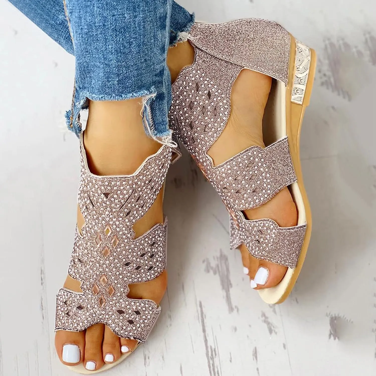 Sandals for Women Dressy Summer, Womens Sandals Comfy Platform Sandal Shoes Comfortable Summer Beach Travel Sandals