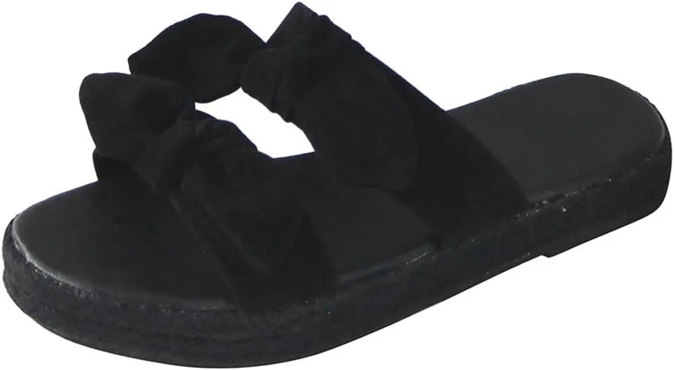 Sandals for Women Flat,Women's 2020 Fashion Bow Comfy Platform Sandal Shoes Summer Beach Travel Fashion Slipper Flip Flops