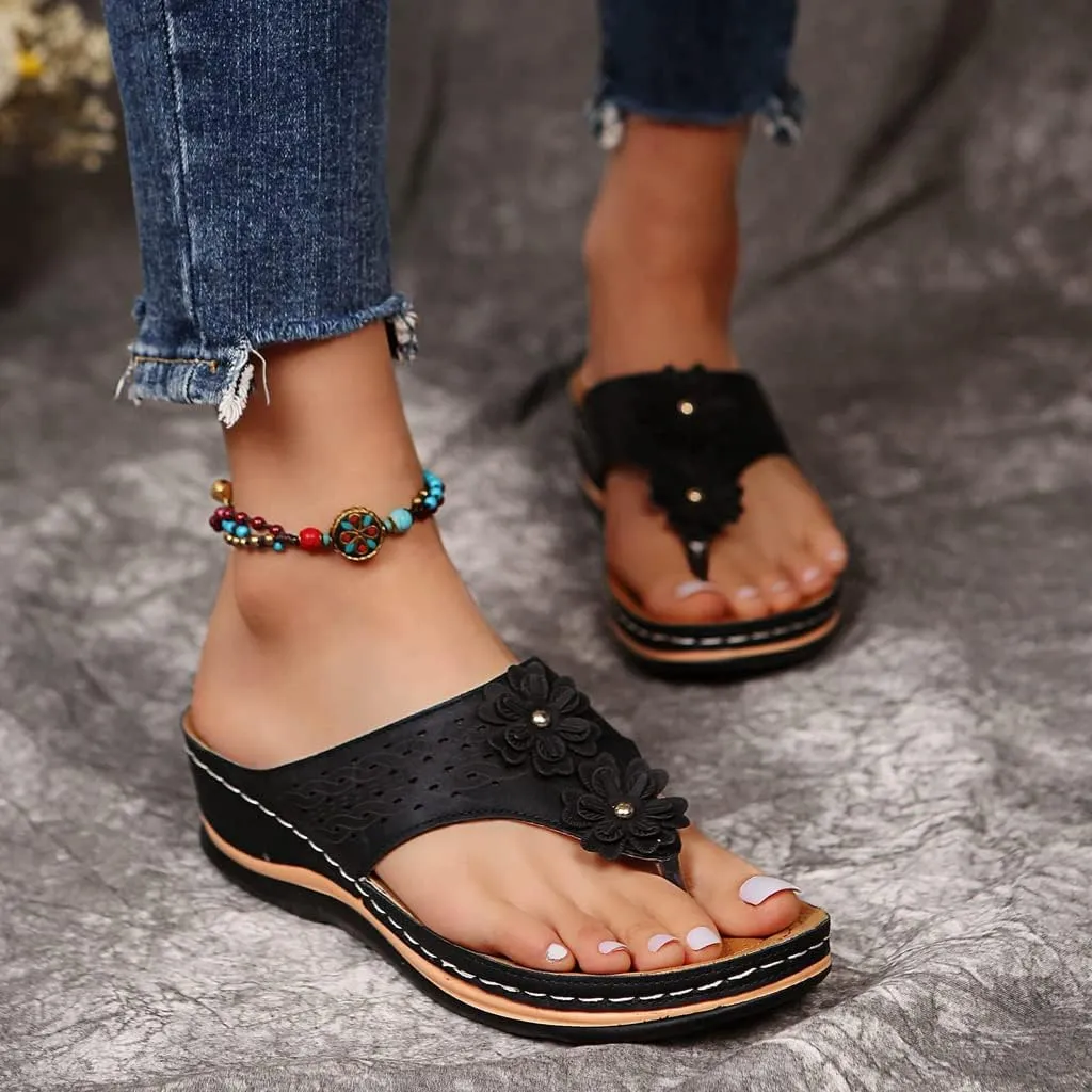 Sandals for Women Premium Walking Slippers with Arch Support Anti-Slip Breathable Sandal Vintage Flip Flop Shoes
