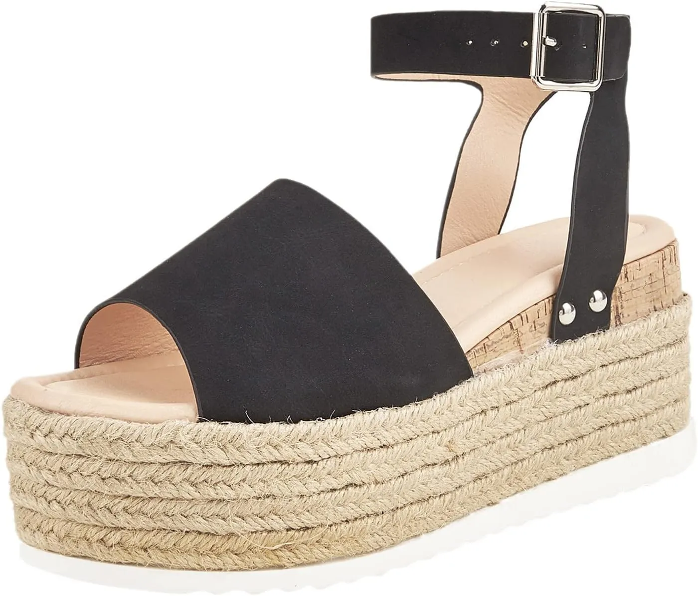 Sandals for Women, Topic Open Toe Buckle Ankle Strap Espadrilles Summer Flatform Sandals Wedge Casual Sandal
