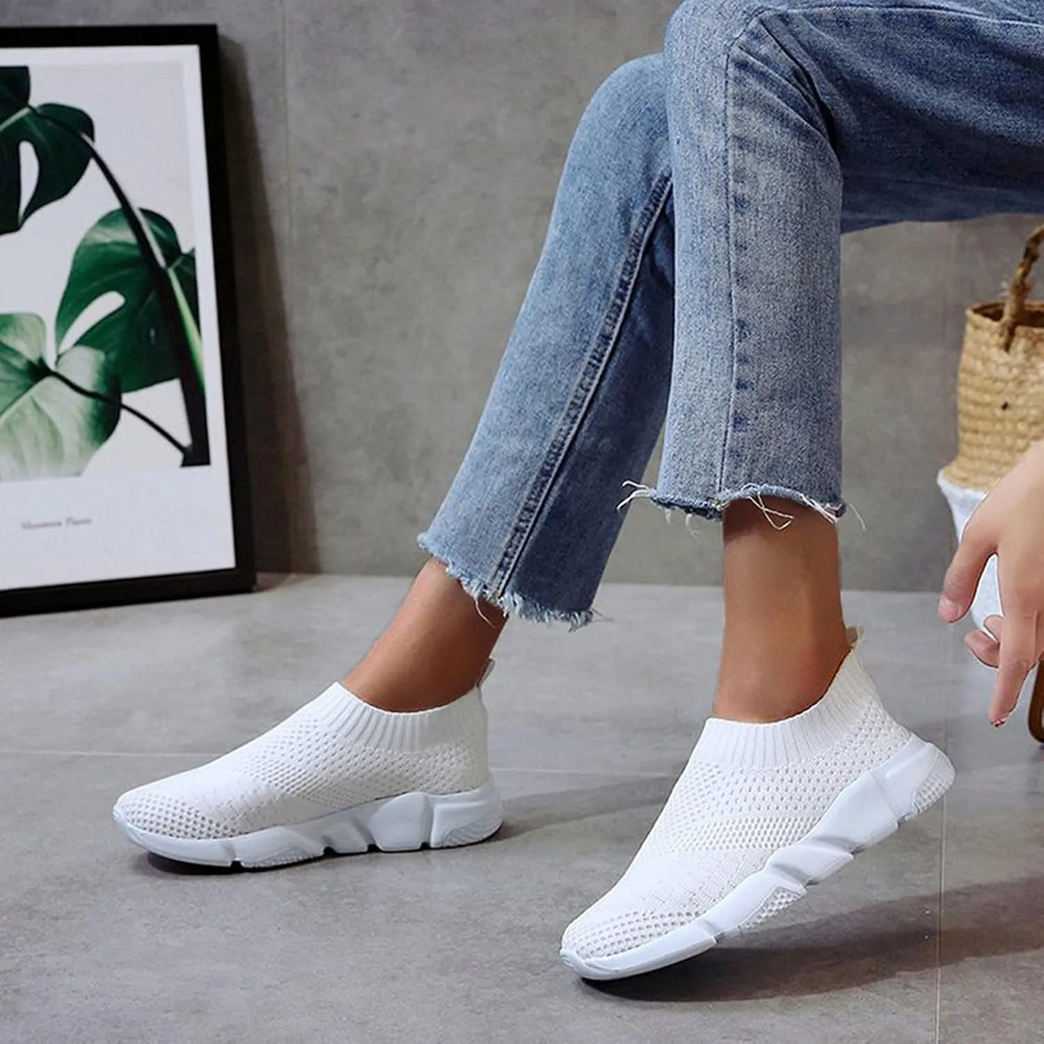Slip On Sneakers Women Size 8 Wide Comfy Winter Dress Shoes for Women Business Casual Shoes for Women Arch Support Womens Running Shoes Wide Zapatos Ortopedicos para Mujer Blancos