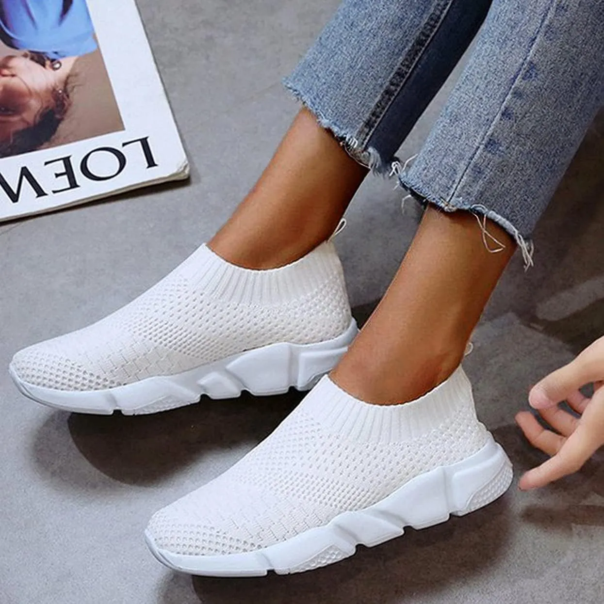Slip On Sneakers Women Size 8 Wide Comfy Winter Dress Shoes for Women Business Casual Shoes for Women Arch Support Womens Running Shoes Wide Zapatos Ortopedicos para Mujer Blancos